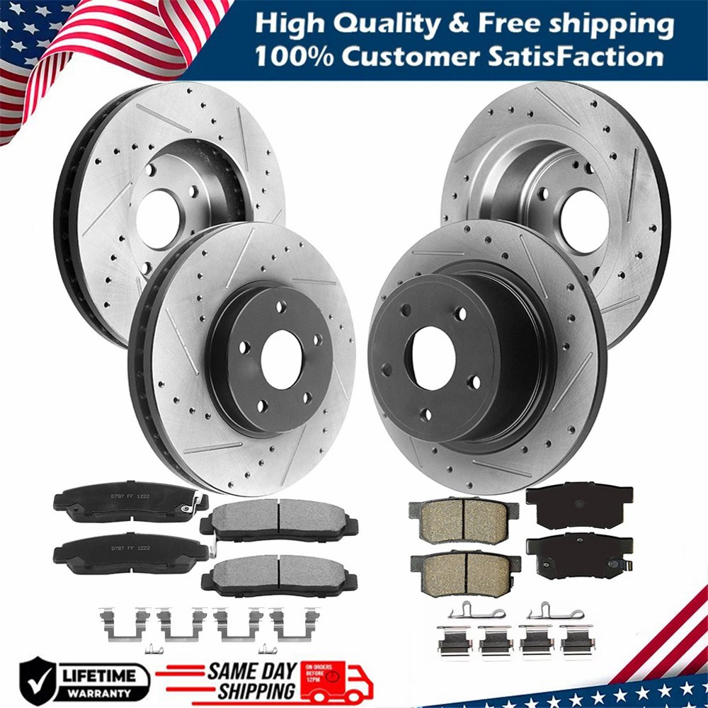 For Dodge Caliber Avenger Jeep Compass Patriot Front & Rear Brake Rotors Pads