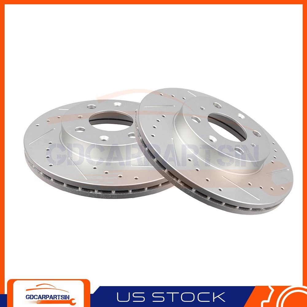 Brake Front Disc Rotors Drilled & Slotted For 1993-1997 Honda Civic del Sol