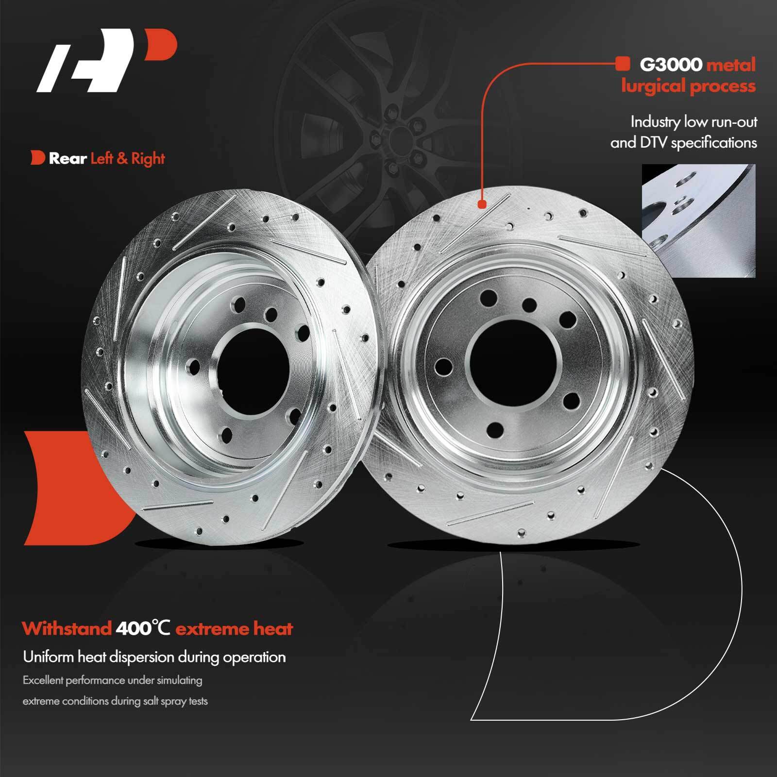 A-Premium Rear Drilled Brake Rotor & Brake Pad for BMW 325xi E46 01-05 60031052