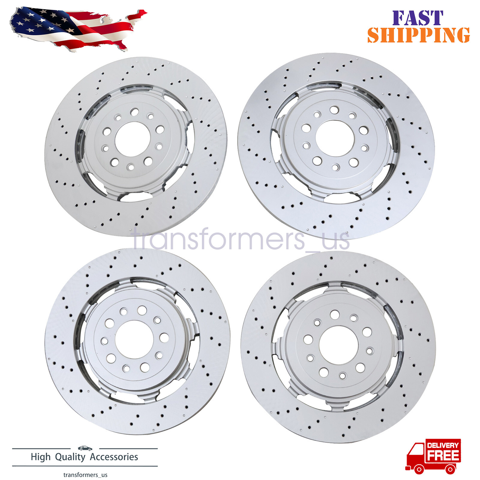 For Alfa Romeo Giulia Stelvio Quadrifoglio 17-21 Front Rear Brake Rotors LH & RH