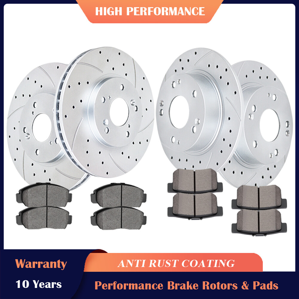 282mm Front 260mm Rear Rotors Discs Brake Pads Kits Fit 2.4L Honda Accord 03-07
