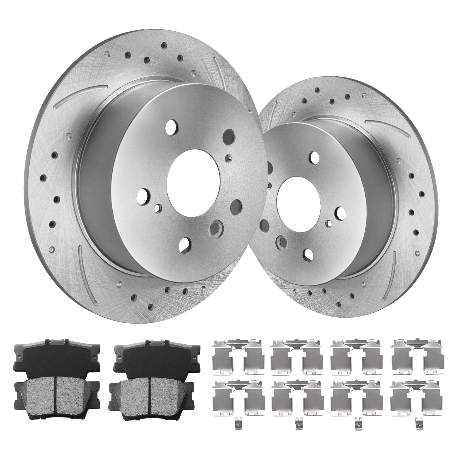 11.1in Rear Brake Rotors Ceramic Brake Pads Kits fits TOYOTA CAMRY AVALON 5LUGS