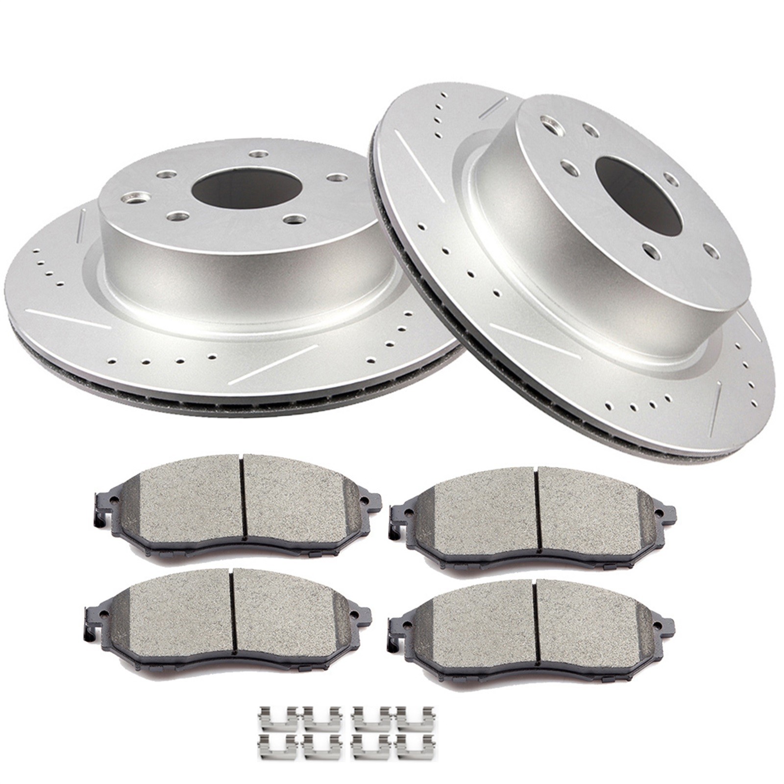 Rear Drilled & Slotted Brake Rotors And Ceramic Pads For Infiniti M45 M35 06-10