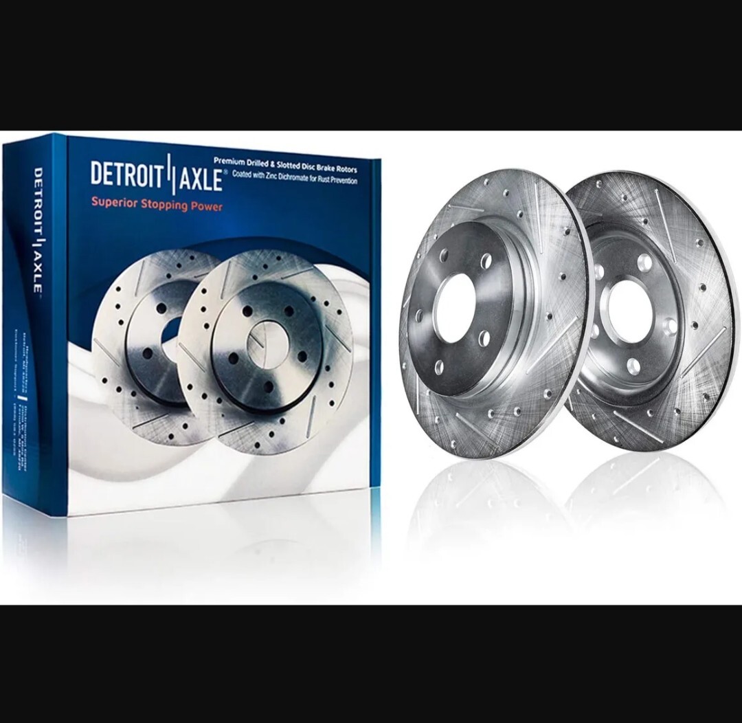 Detroit Axle Rear Drilled and Slotted Brake Rotors (Pair) 31369 2x For Honda