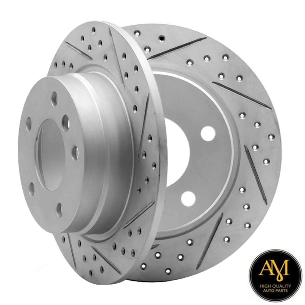 Rear Drilled-Slotted Disc Brake Rotors 2PCS For BMW 318i, 323is, 328is; 280mm