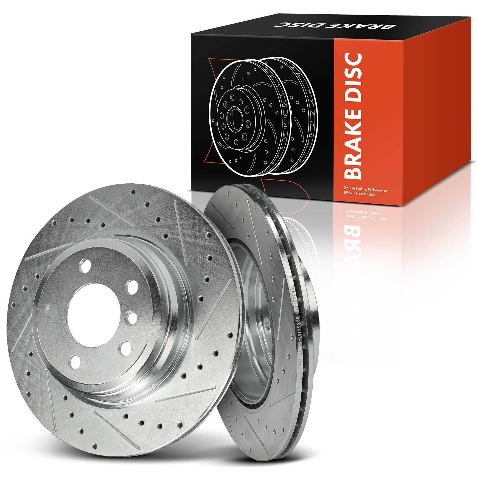 Rear Left & Right Drilled Brake Rotors for BMW 330i 2017-2019 335i 435i 330mm