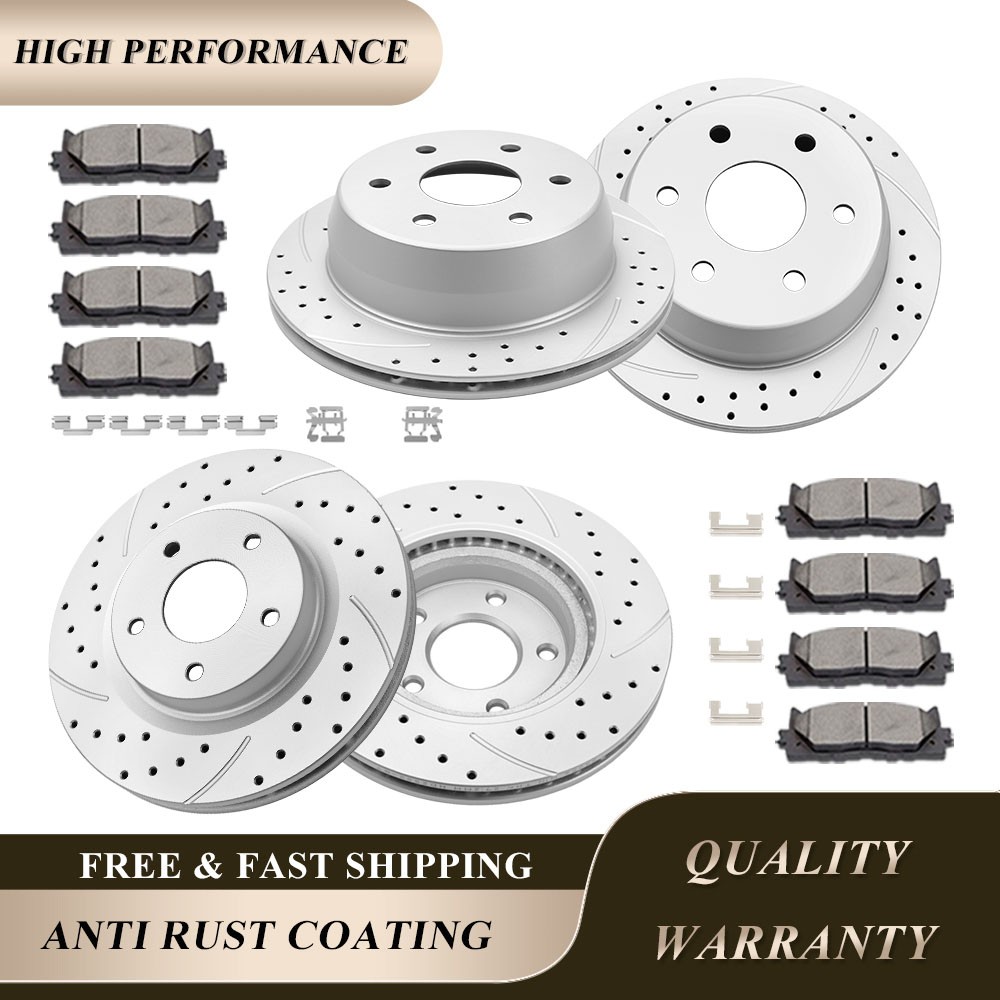 Front Rear Disc Rotors Brake Pads Kit Fit for Chevy GMC Silverado Sierra 1500