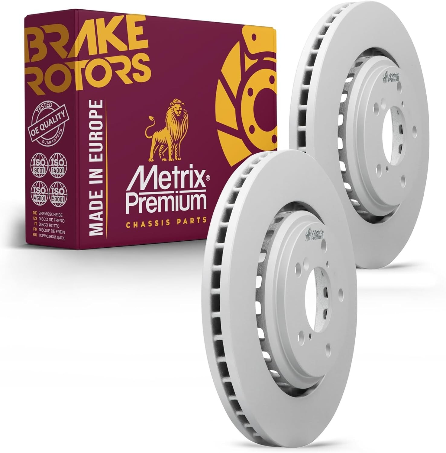 Metrix Premium 2PCS Front Coated Vented Disc Brake Rotor Fits Acura MDX, Odyssey