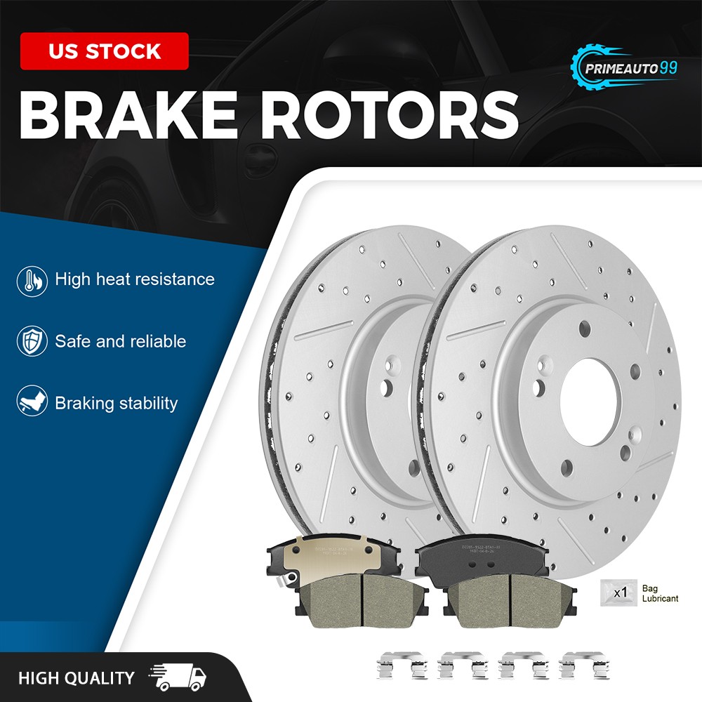 11.02″ Front Drilled Brake Rotors + Pads Kits for Hyundai Venue Kia Soul 2019-22
