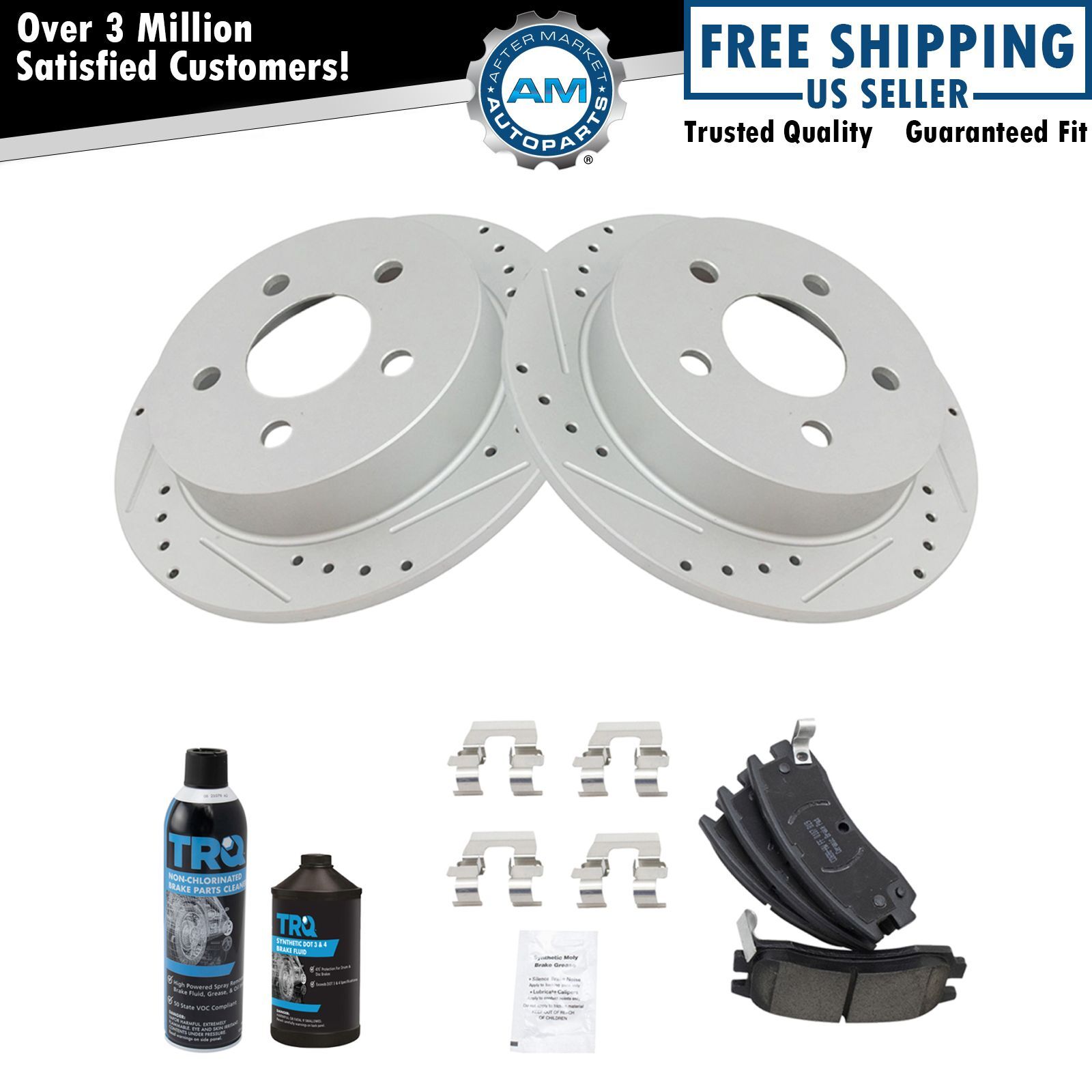 Rear Performance & Brake Rotor & Ceramic Pad Kit w/Chemicals