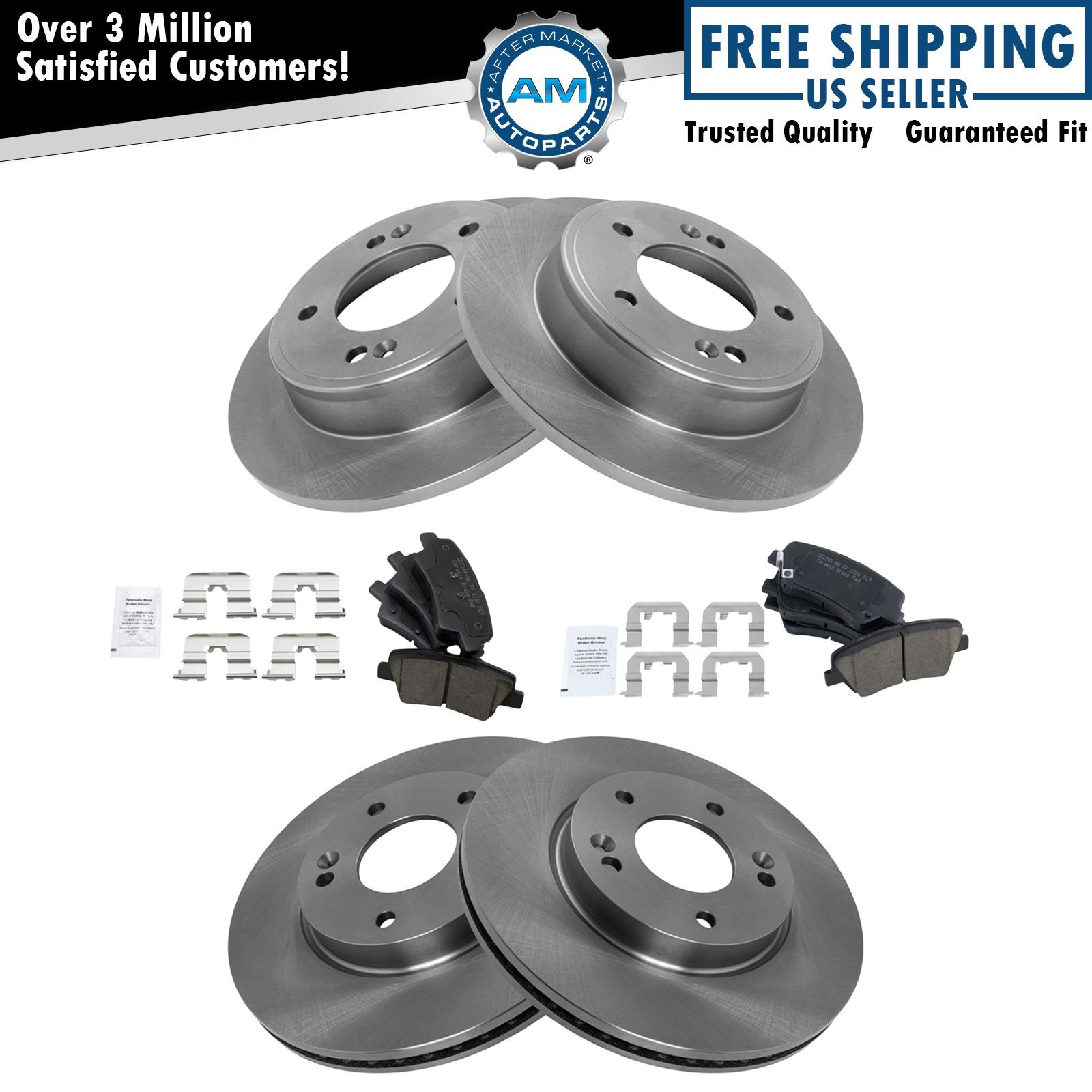 Front & Rear Premium Posi Ceramic Disc Brake Pad & Rotor Kit for Hyundai Kia