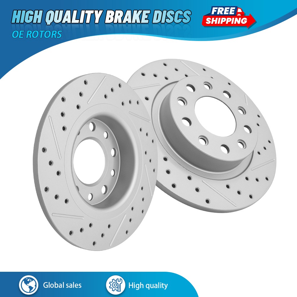 For 2013 2014 2015 2016 Dodge Dart 264mm Rear Drilled Disc Brake Rotors Kit