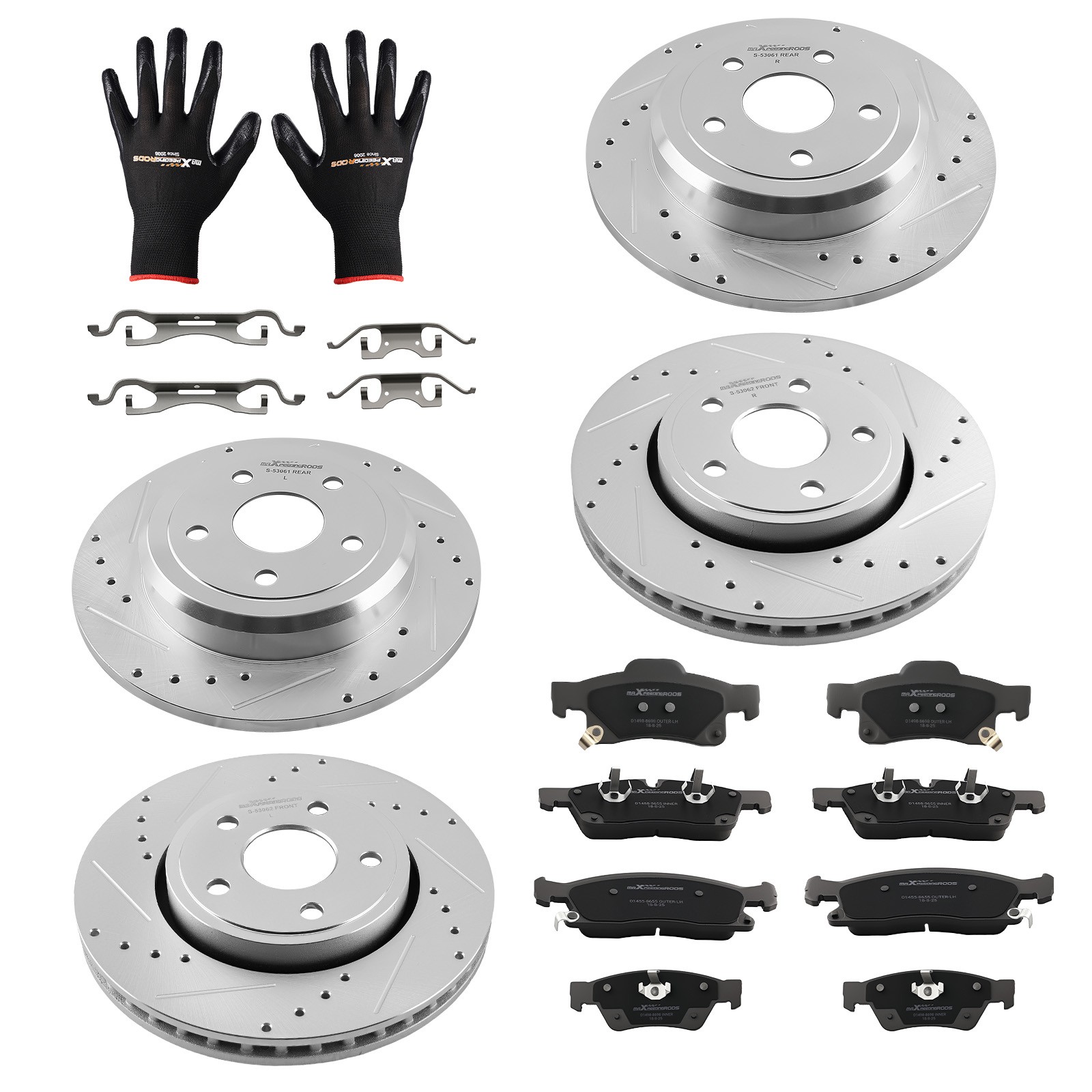 Front Rear Brake Rotors&Ceramic Pads Kit for Dodge Durango 2011-2020 S-53062