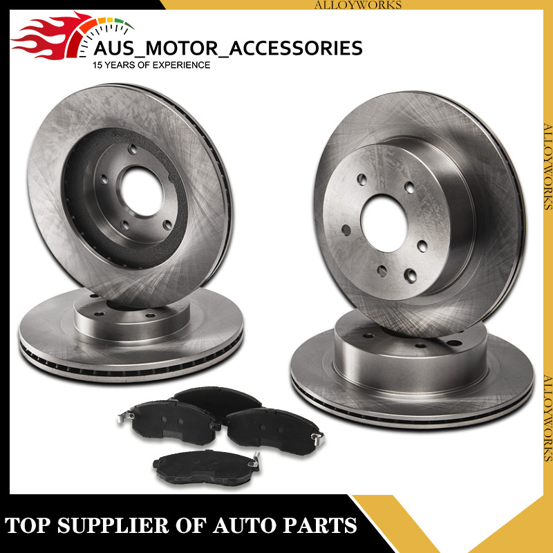 Front Rear Drilled Rotors Ceramic Pads for 2003 04 2005 INFINITI G35 Nissan 350Z