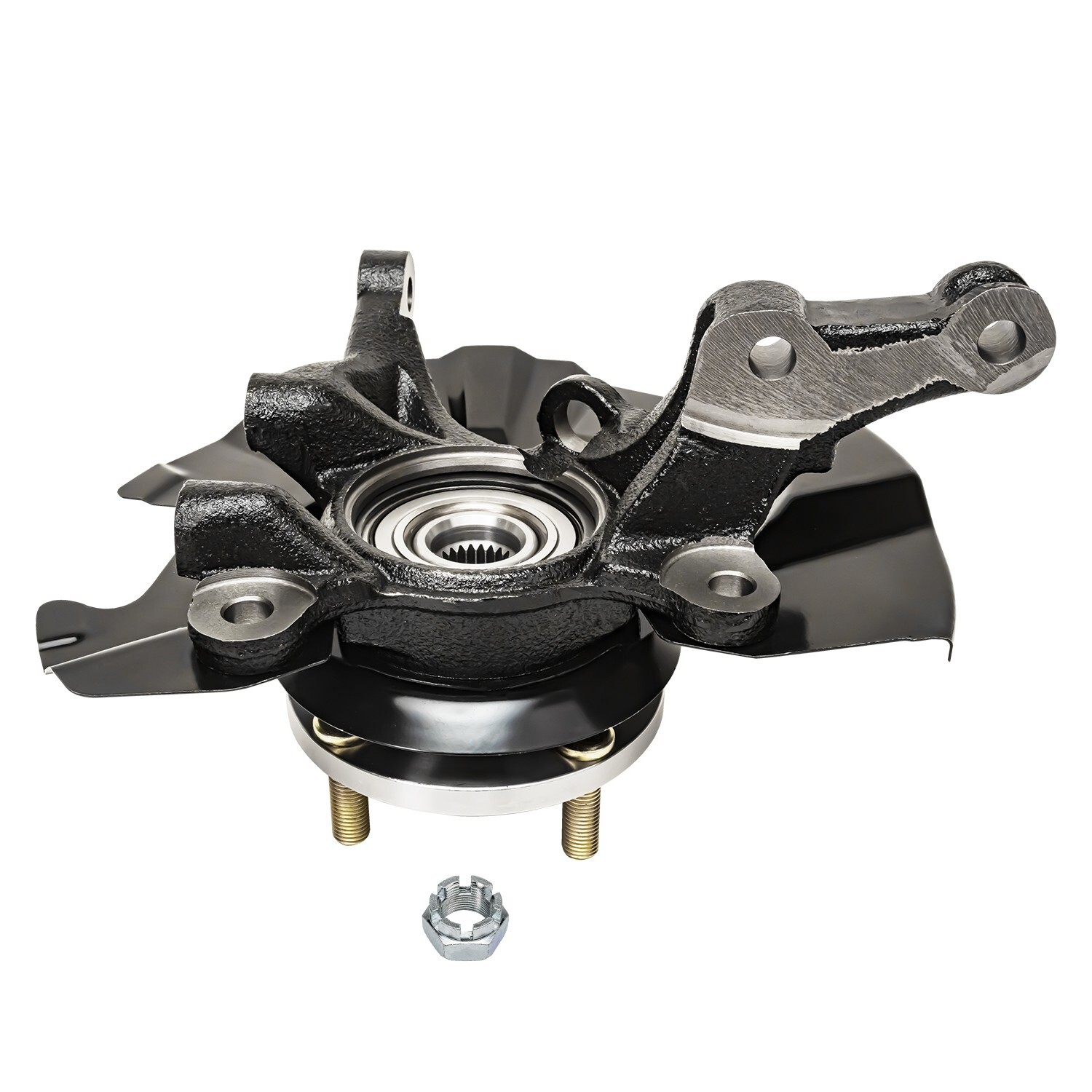 Front Steering Knuckles Hub Bearings Disc Rotors Brake Pads for Hyundai Accent