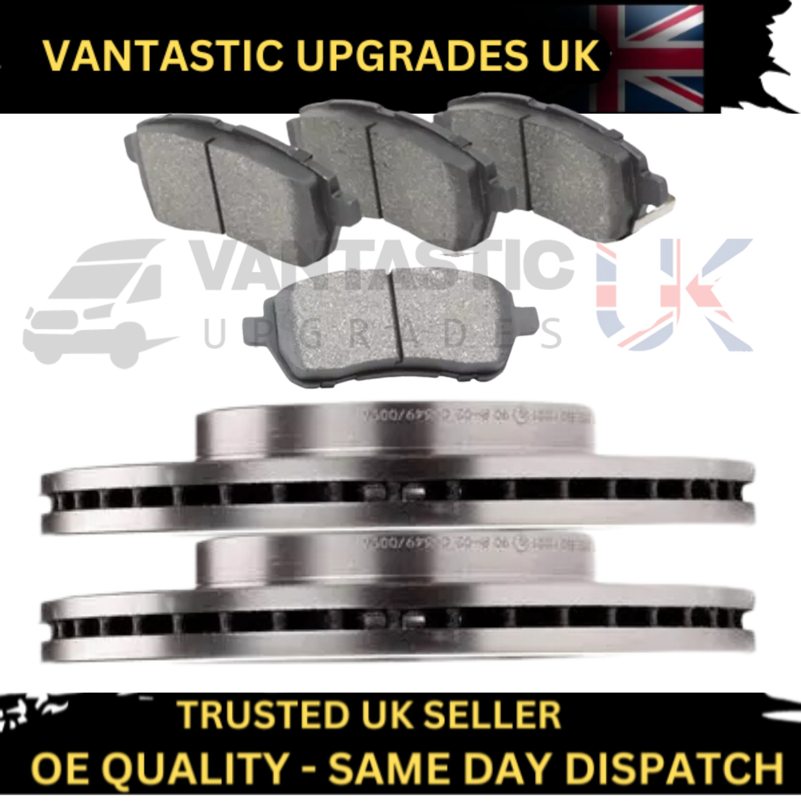 2 NEW FRONT VENTED BRAKE DISCS & OE QUALITY PAD SET FOR FORD FIESTA MK7 2008-17