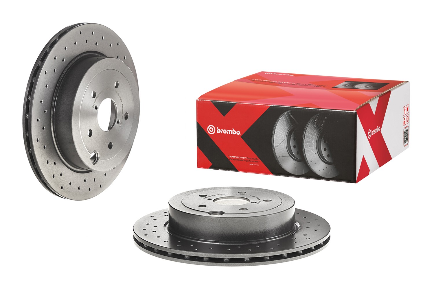 Brembo Xtra Rear 316mm PVT X-Drilled Brake Disc Rotor for Subaru Impreza WRX STI