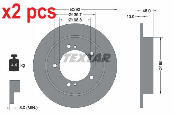 X2 PCS L&R SIDES FITS SUZUKI JIMNY OPEN OFF-ROAD BRAKE DISC 92237300 TEXTAR