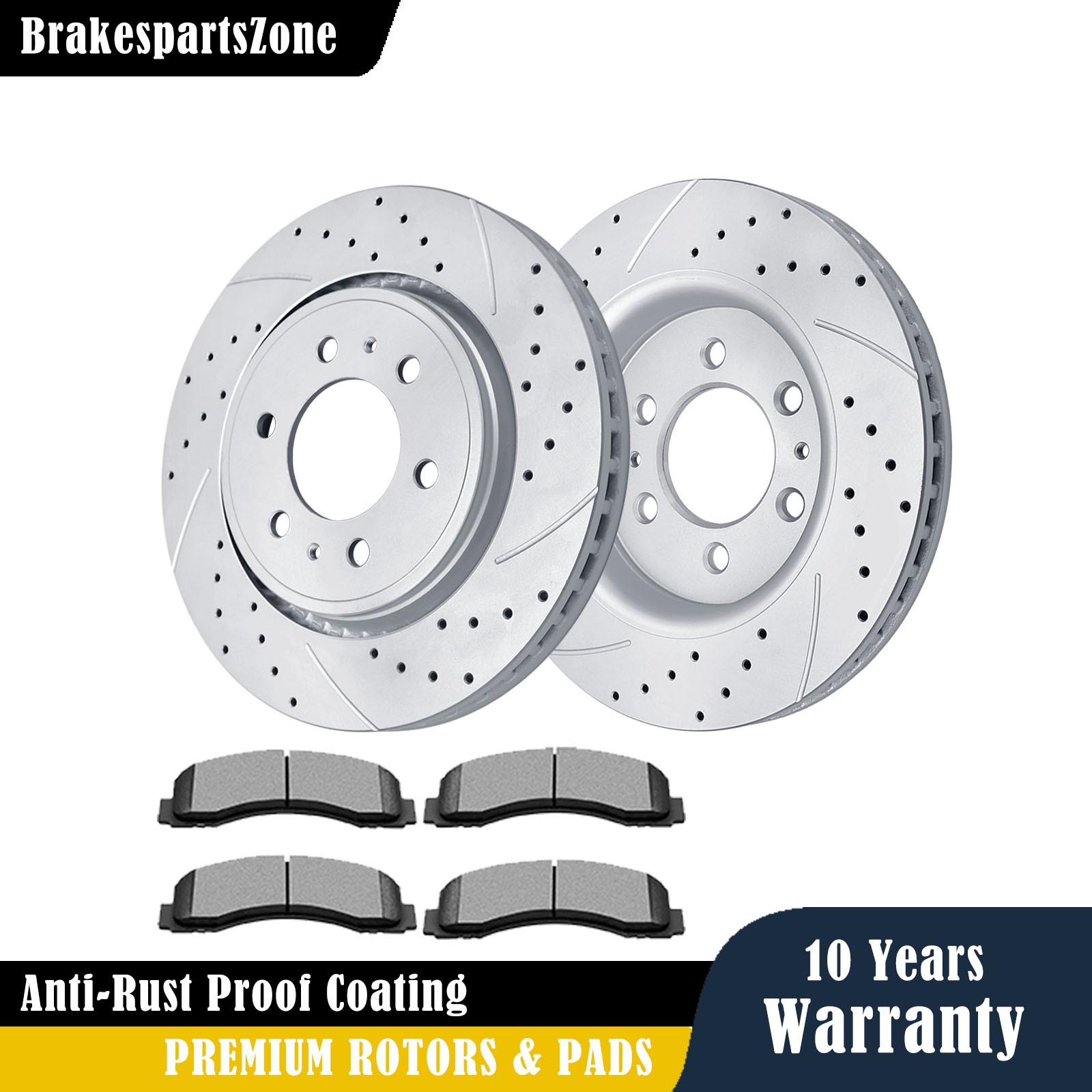 Front Brake Rotors and Pads for Ford Expedition F-150 Lincoln Navigator Slotted