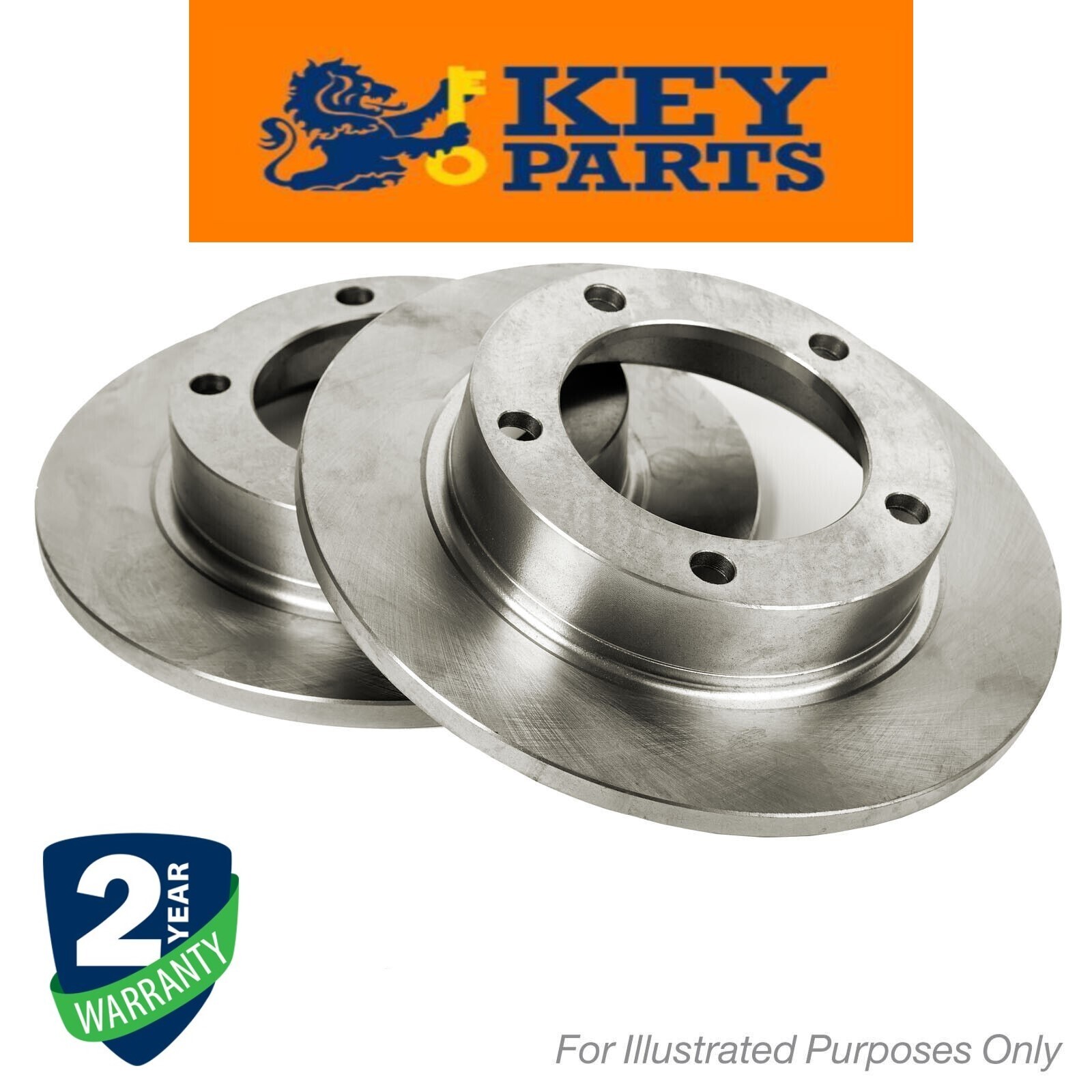 2x Key Parts Rear Solid Brake Discs KBD4403 277mm Fits 2T142A315BB, 2T142A315BC