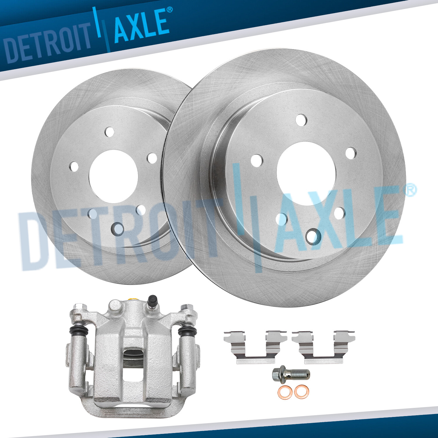 Rear Disc Rotors + Left Brake Caliper for 2003 – 2005 Infiniti G35 Nissan 350Z