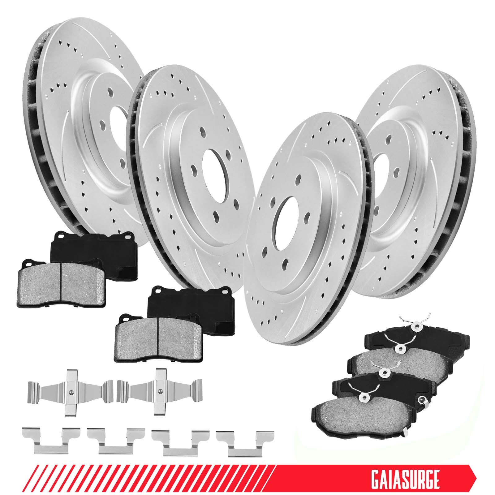 Front and Rear Disc Brake Rotors Ceramic Brake Pads for 2011-2014 Ford Mustang