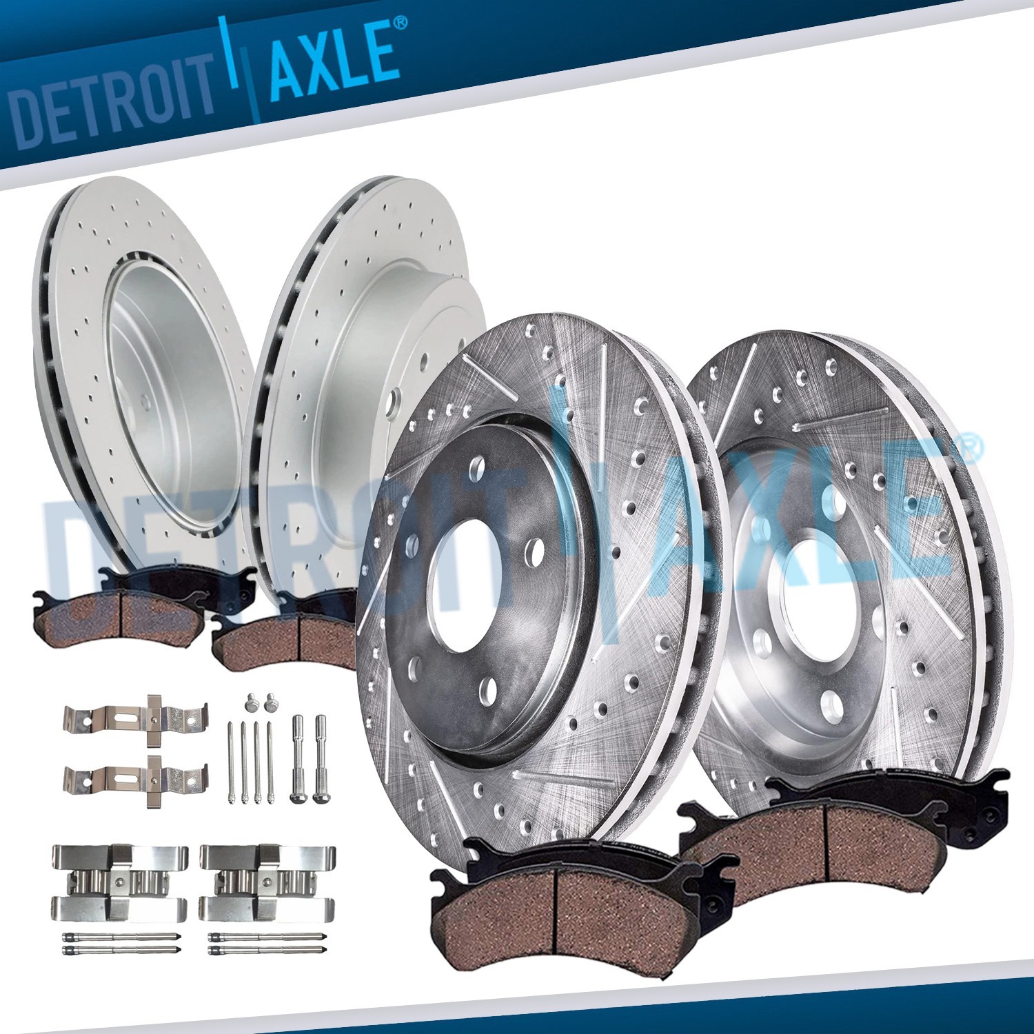 Front Rear Drilled Slotted Rotors Brake Pads Kit for 2018 – 2021 Subaru WRX STI