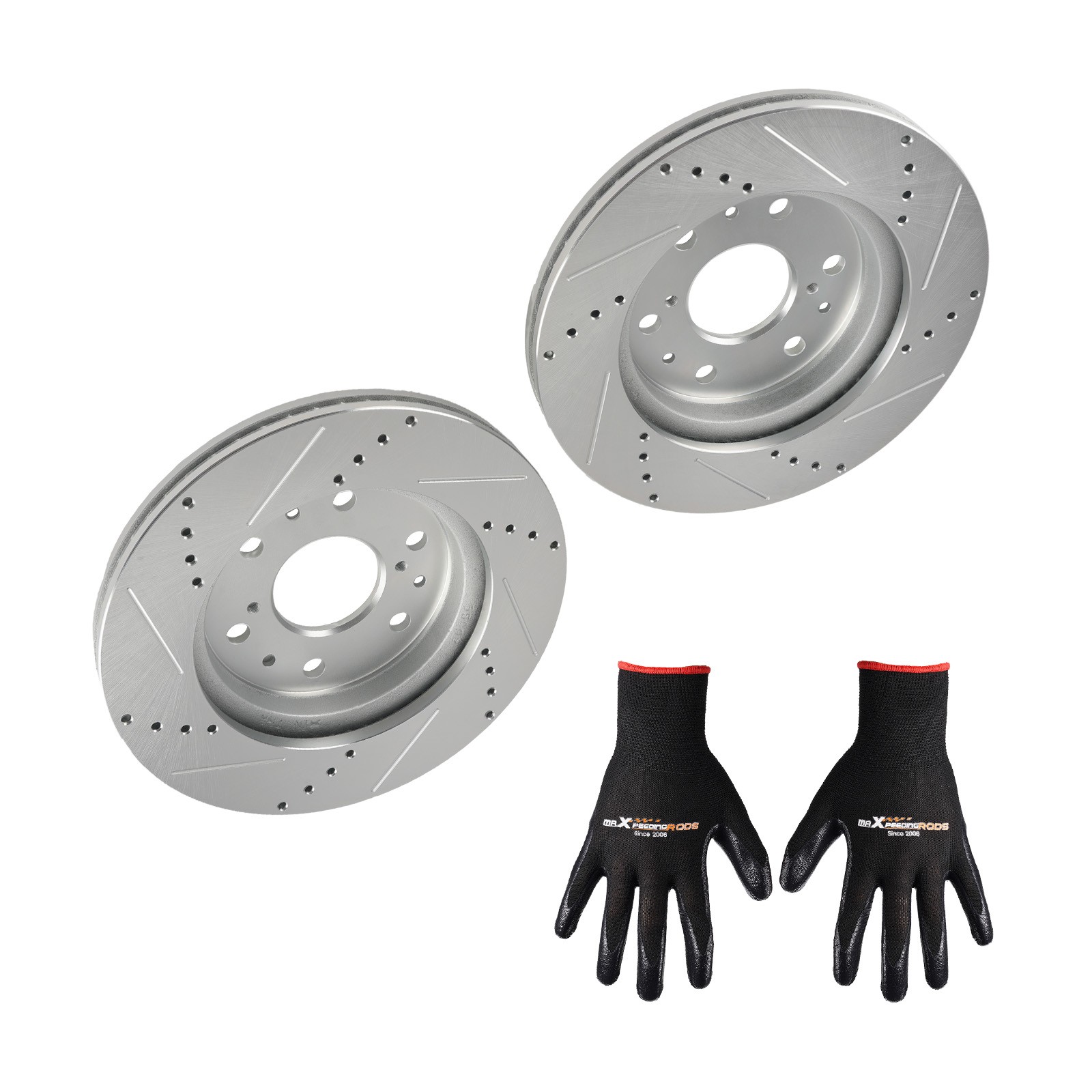 Front Drilled & Slotted Brake Rotor Set for Chevrolet Express 1500 2009-2014
