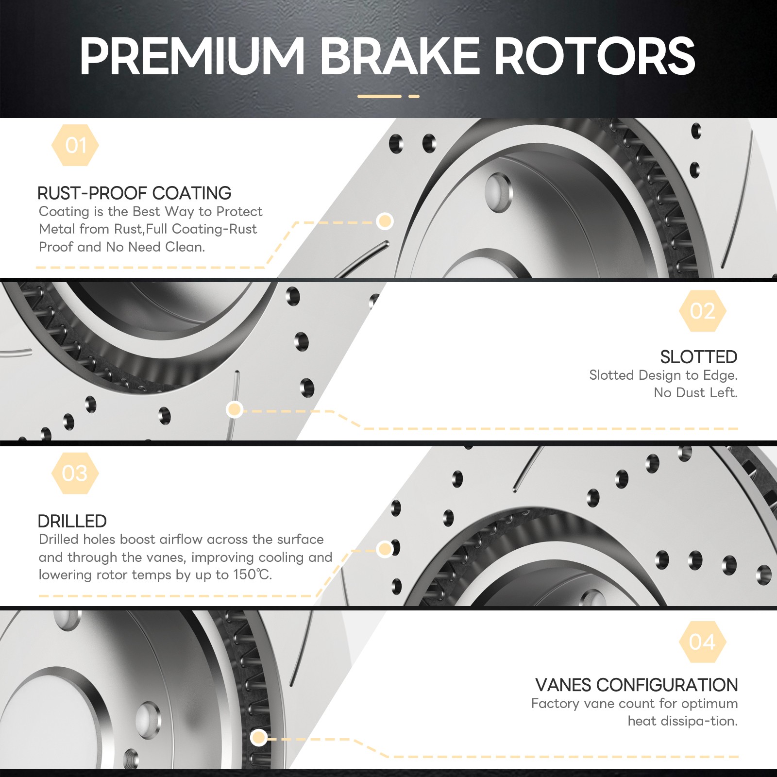 5 Lugs Rear DRILLED Disc Rotors Brake Pads for Dodge Durango Jeep Grand Cherokee
