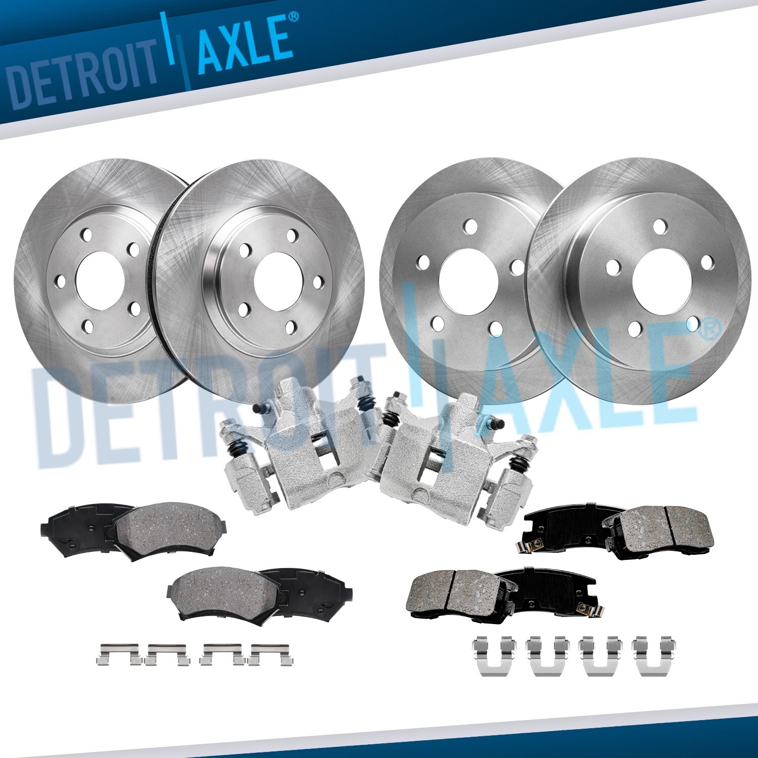 Front Rear Disc Rotors Brake Pads Rear Calipers for Impala Monte Carlo Intrigue