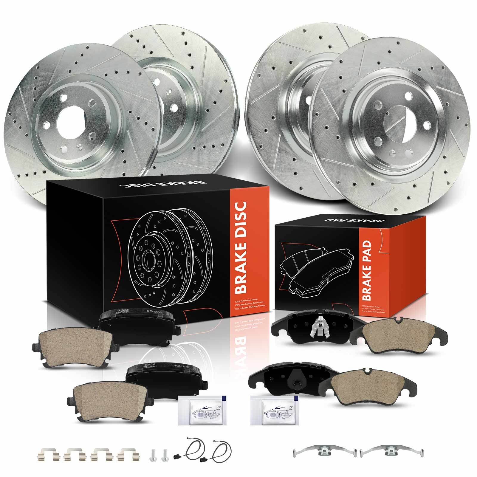 12pcs Front & Rear Drilled Rotors & Ceramic Brake Pad for Audi S4 2012-2016 S5