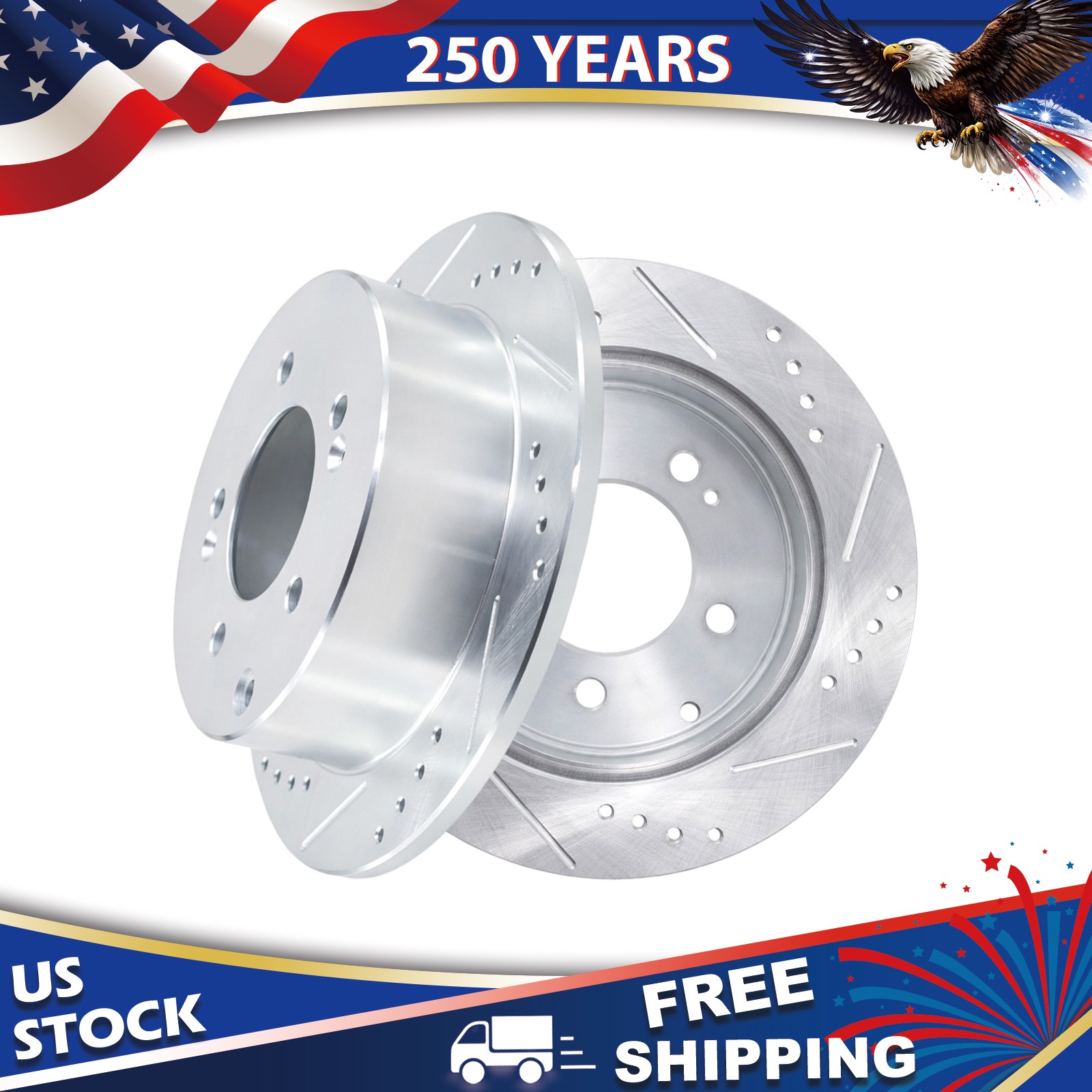 10.31” 262mm Rear Drilled & Slotted Brake Rotors for Kia Forte Forte5 Koup Soul