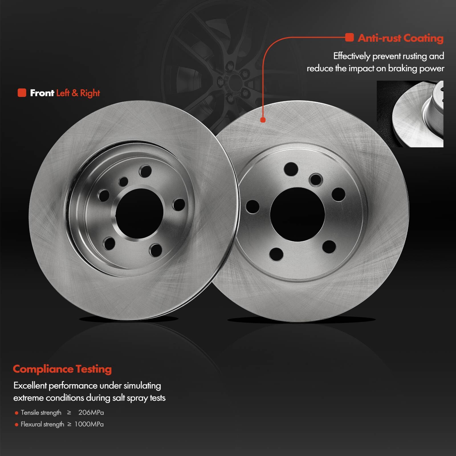 12pcs Front & Rear Side Disc Rotors & Brake Pads for BMW I01 i3 2014-2016 4 Door