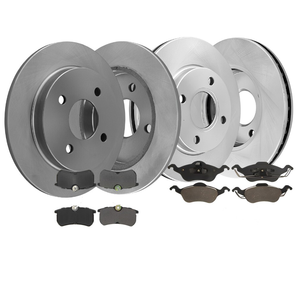 Front Vented & Rear Solid Disc Brake Rotors With Pads For Ford Focus 04-00