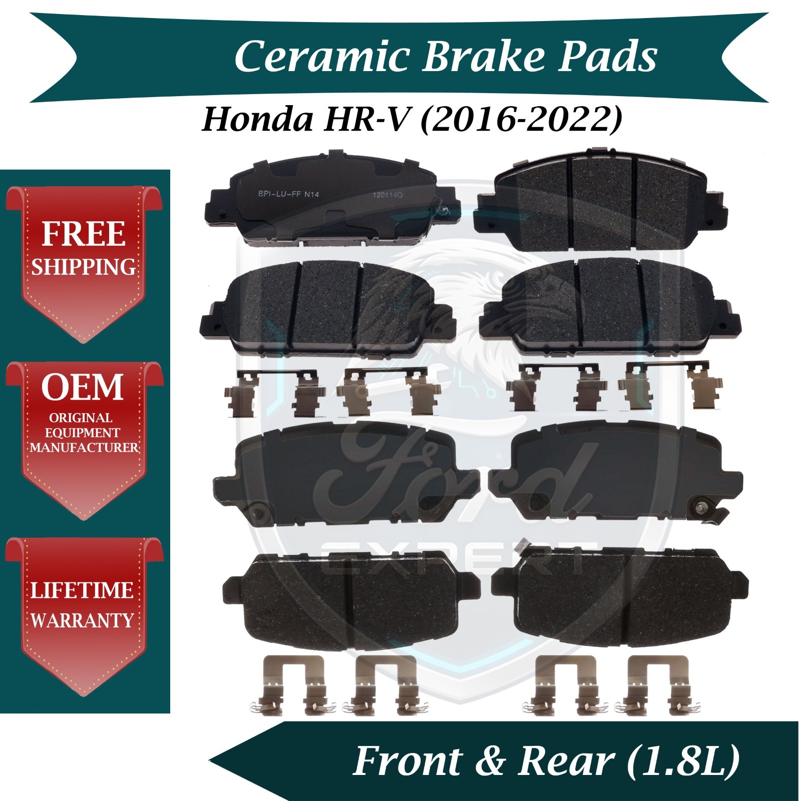 New OE Front & Rear Ceramic Brake Pads For 2016-2022 Honda HR-V 10 Yr Warranty