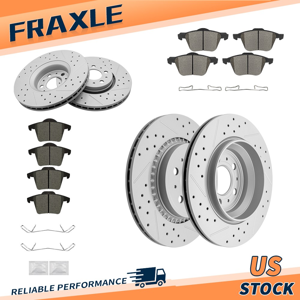 316mm Front & 308mm Rear Brake Rotors Ceramic Pads Kit for Volvo XC90 2003-2014
