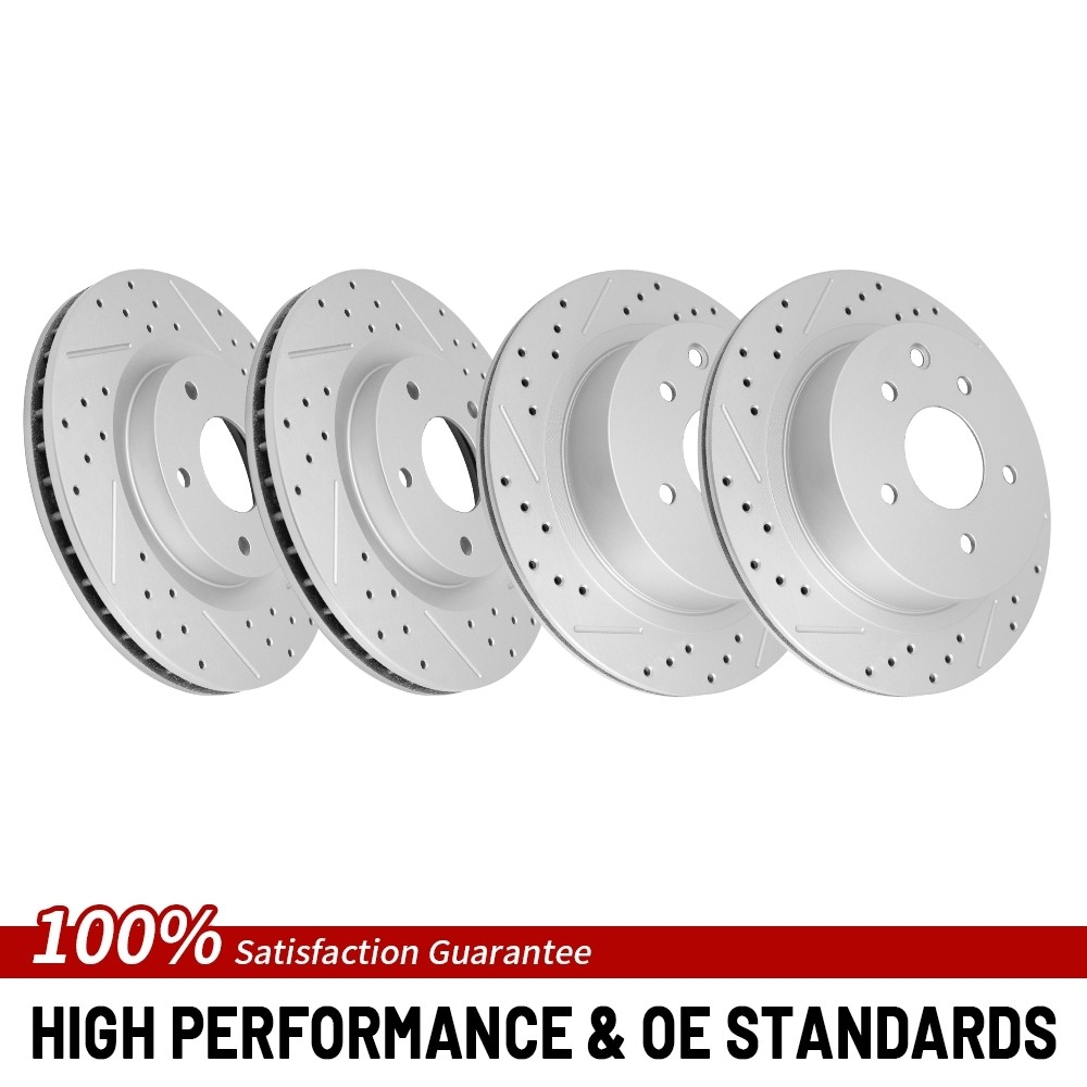 Front & Rear Drilled Brake Rotors For 2008-2016 2017 Nissan Rogue/Rogue Select