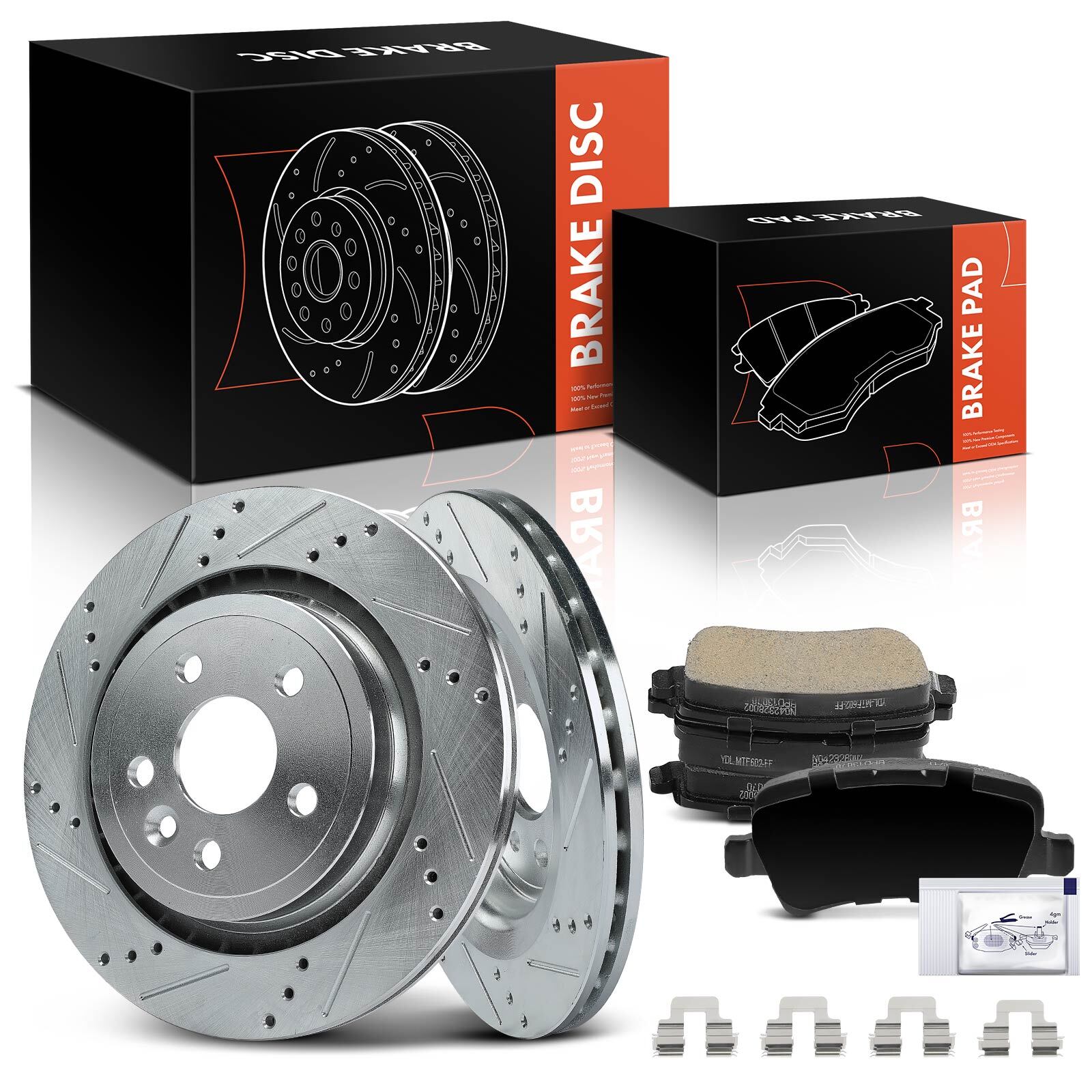 Drilled Brake Rotors & Ceramic Brake Pads for Volvo S60 S80 V60 V70 XC70 Rear