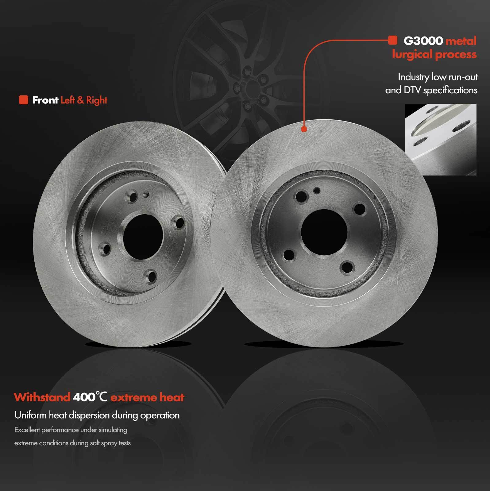 2pcs Front Left & Right Disc Brake Rotors for Mazda 2 2011-2014 L4 1.5L 258 mm