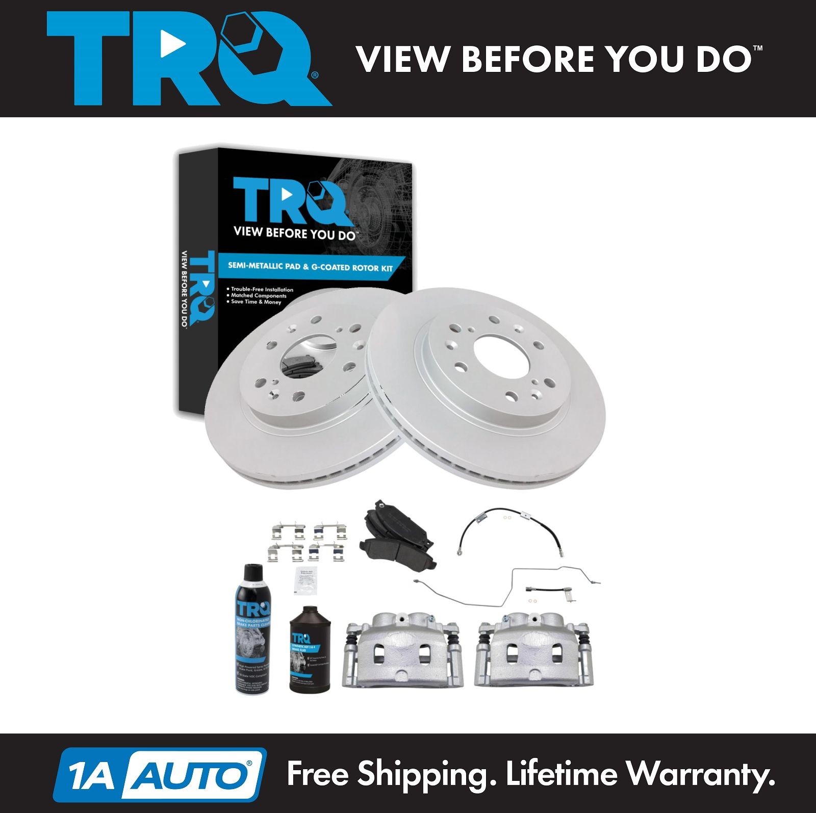 TRQ Front Brake Pad & Rotor Kit Fits Chevrolet GMC