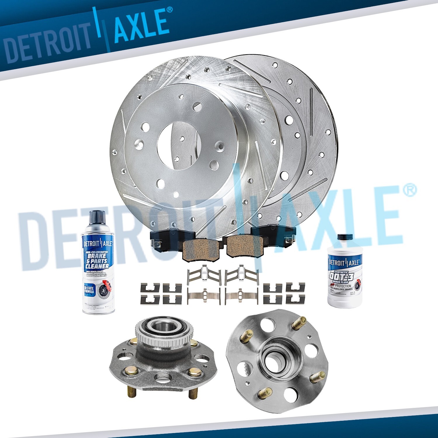 Rear Drilled Rotors Ceramic Brake Pads Wheel Bearings for 1994-1997 Honda Accord