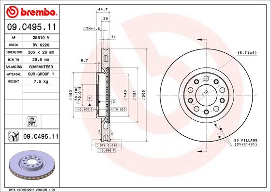 Brembo 09.C495.11 Brake Disc for Alfa Romeo
