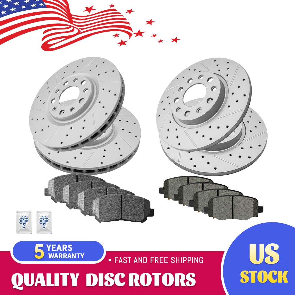 Front Rear Disc Rotors and Ceramic Brake Pads for 2015 – 2016 2017 Chrysler 200