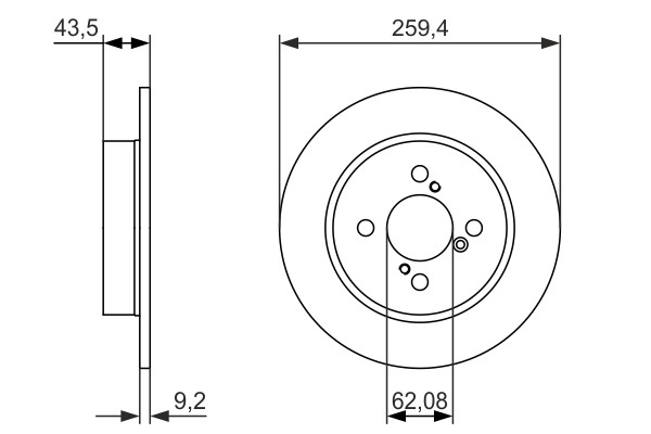 2x Brake Discs Pair Solid Rear 259.2mm 0986479792 Bosch Set 5561161M10 BD1622