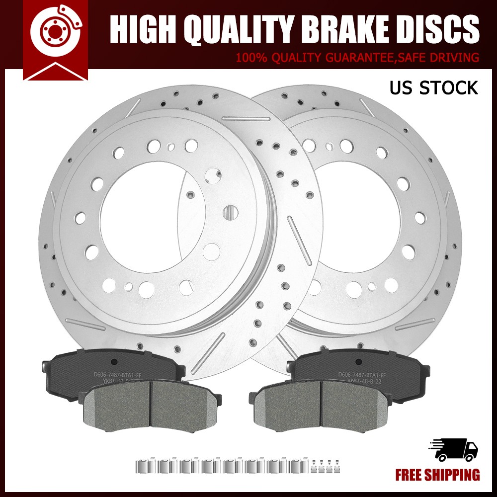 Rear Drilled Brake Rotors and Ceramic Pads for 2010-2021 Toyota 4Runner GX460