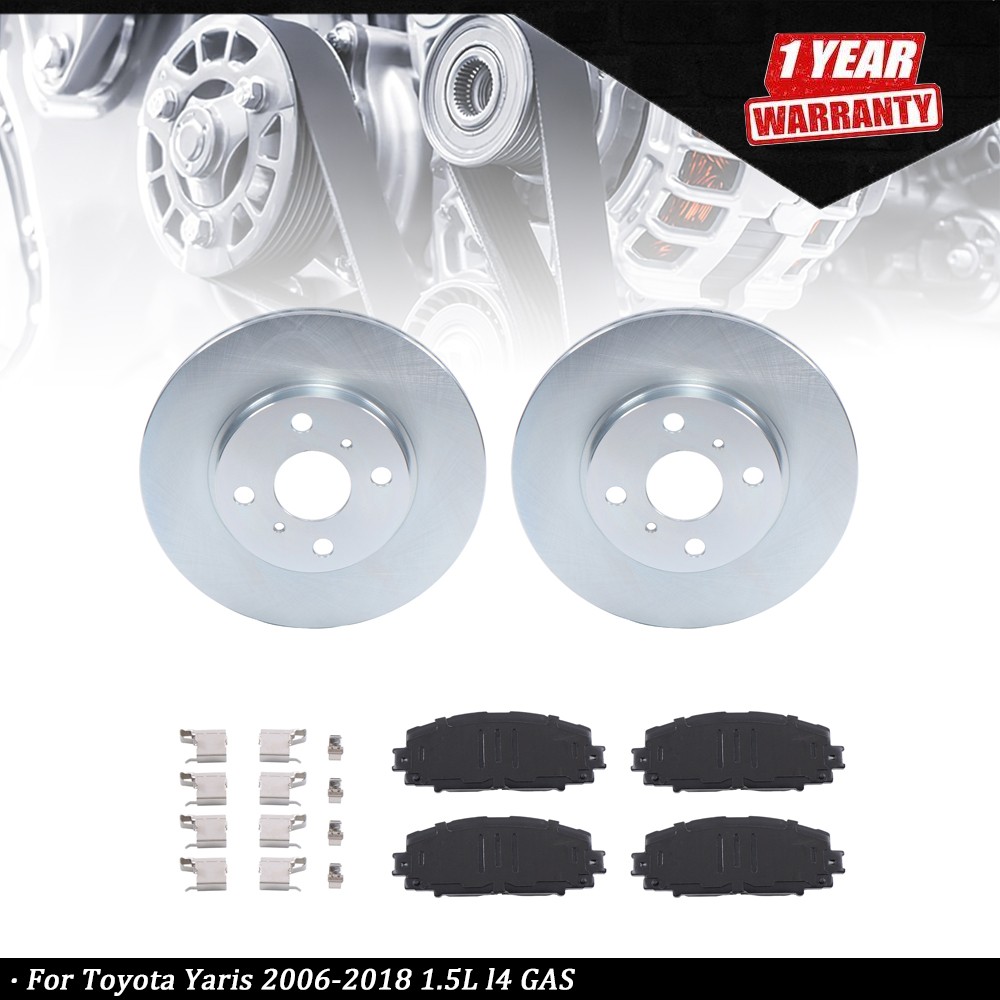 Front Disc Brake Rotors & Ceramic Brake Pads For Toyota Yaris Prius C 2012-18
