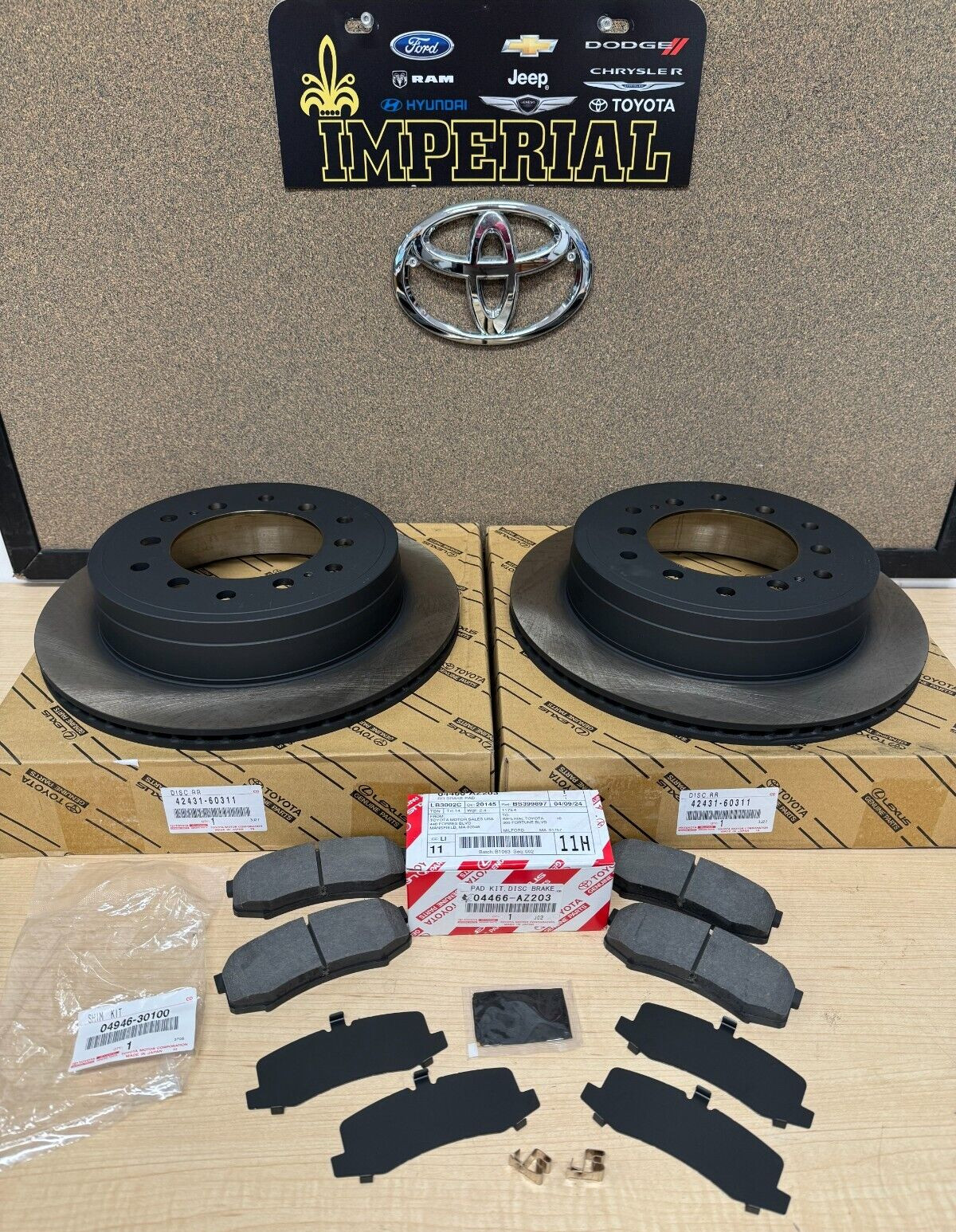 2010-2022 LEXUS GX460 GENUINE OEM REAR BRAKE ROTORS TCMC PAD KIT & SHIMS
