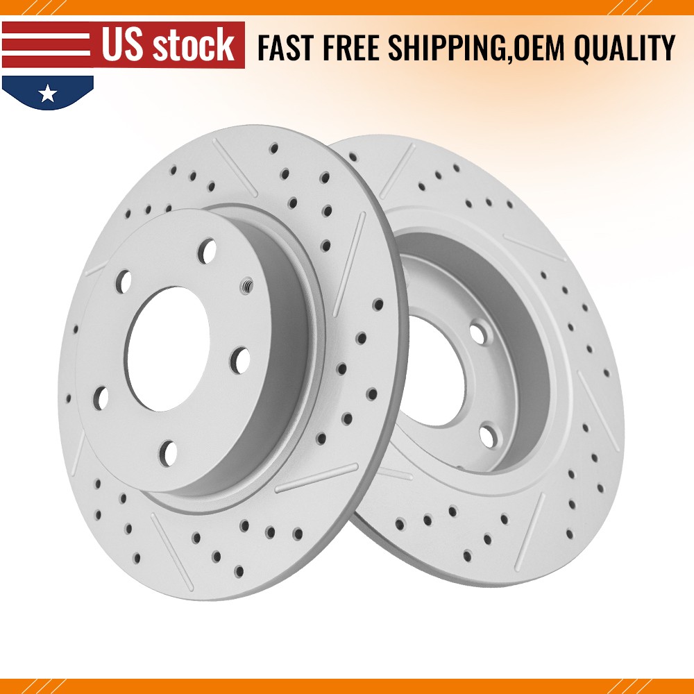 2X Rear Drilled Slotted Brake Rotors for 2014 – 2024 Mazda 3 Sport CX-3 CX-30