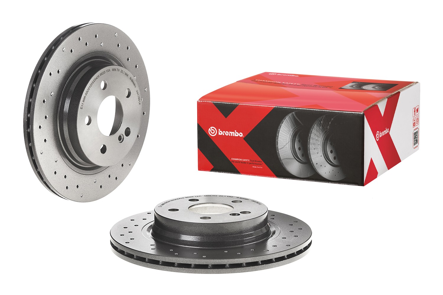 Brembo Xtra Rear Left or Right Brake Disc Rotor X-Drilled For MB W204 C207 A207