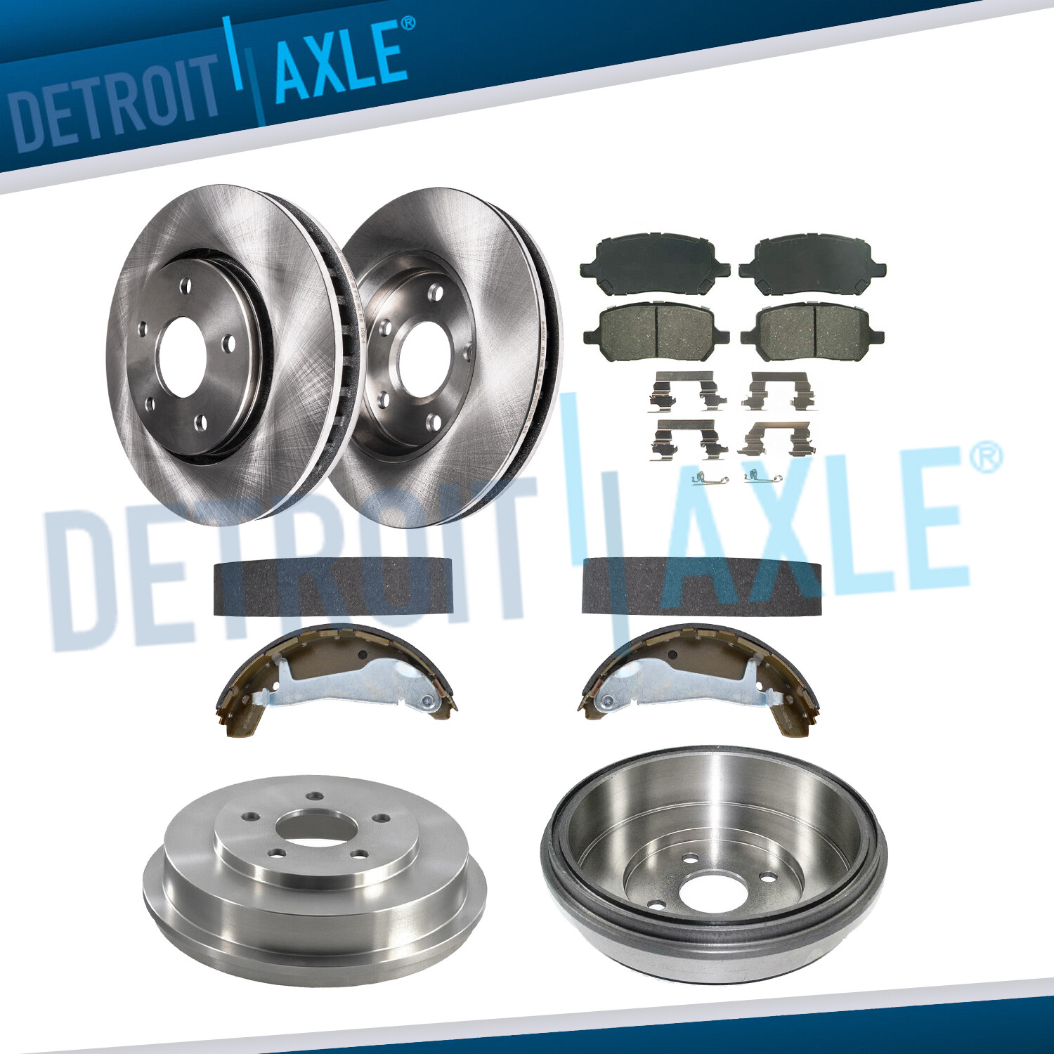 Front Disc Rotors Brake Pads Rear Drums Shoes for 09-10 Chevy Cobalt Pontiac G5